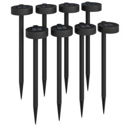 Outsunny Set of 8 Black Outdoor Solar Stake Light - Size: 46 x 10 x 12cm - Wilko - thumbnail 1