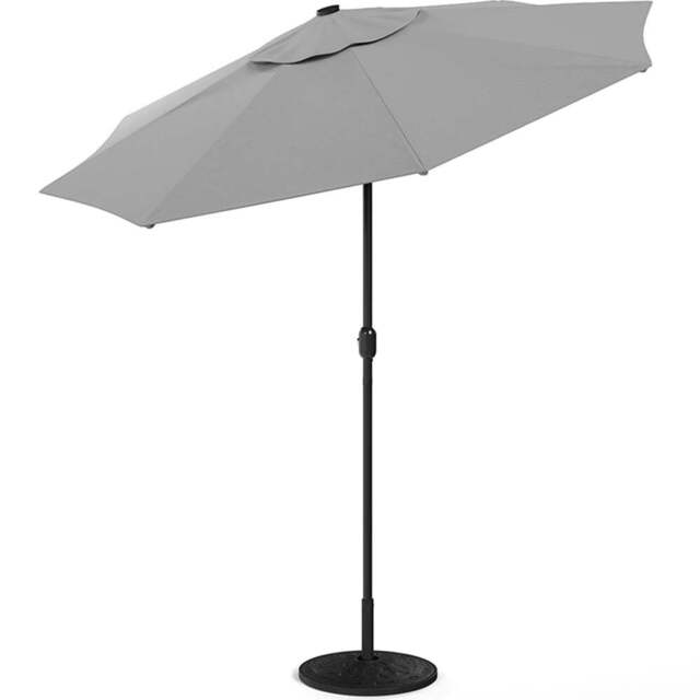 Living and Home Light Grey Solar LED Garden Parasol with Resin Base 3m - Wilko - image 1