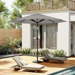 Living and Home Light Grey Solar LED Garden Parasol with Resin Base 3m - Wilko - thumbnail 3