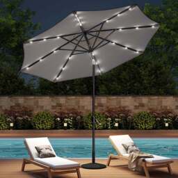 Living and Home Light Grey Solar LED Garden Parasol with Resin Base 3m - Wilko - thumbnail 7