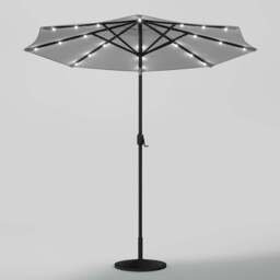 Living and Home Light Grey Solar LED Garden Parasol with Resin Base 3m - Wilko - thumbnail 6