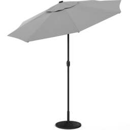 Living and Home Light Grey Solar LED Garden Parasol with Resin Base 3m - Wilko - thumbnail 1