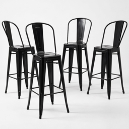 FWStyle Black Gloss Metal Bar Chair 4 Pack - Size: Set of 4 - Wilko - thumbnail 5