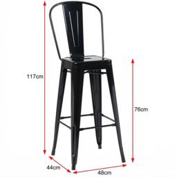 FWStyle Black Gloss Metal Bar Chair 4 Pack - Size: Set of 4 - Wilko - thumbnail 7