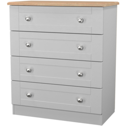 Crowndale Sussex 4 Drawer Grey Ash and Bardolino Oak Chest of Drawers Ready Assembled - Grey Ash & Bardolino Oak - Wilko - thumbnail 4