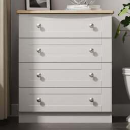 Crowndale Sussex 4 Drawer Grey Ash and Bardolino Oak Chest of Drawers Ready Assembled - Grey Ash & Bardolino Oak - Wilko