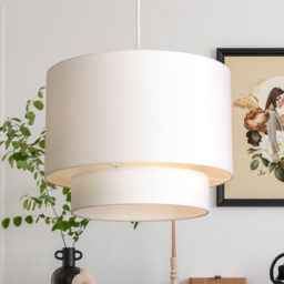 Lighting Collection Alina 2 Tier Crisp White Cotton Ceiling Shade - Size: 23 x 30 x 30cm - Wilko - thumbnail 3