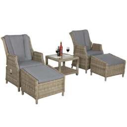 Royalcraft Wentworth 2 Seater Grey Deluxe Gas Reclining Lounge Set - Black - Wilko - thumbnail 3