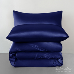 Intimates Double Navy Satin Bedding Set - Blue - Wilko - thumbnail 4