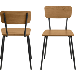 Florence Peru Set of 4 Oak and Steel Dining Chairs - Brown - Furniture To Go - Wilko - thumbnail 4