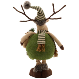 The Christmas Gift Co Plush Standing Moose with Bag Ornament - Size: 52 x 16 x 35cm - Green - The Christmas Gift Co. - Wilko - thumbnail 4