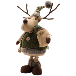 The Christmas Gift Co Plush Standing Moose with Bag Ornament - Size: 52 x 16 x 35cm - Green - The Christmas Gift Co. - Wilko - thumbnail 3
