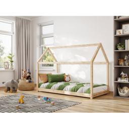 Flair Single Pine Wooden Play House Bed Frame - Brown - Wilko - thumbnail 3
