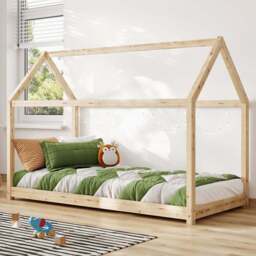 Flair Single Pine Wooden Play House Bed Frame - Brown - Wilko