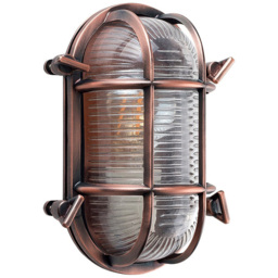 ValueLights Bow Copper Outdoor Wall Bulkhead Light - Size: 20 x 14 x 10cm - Orange - Wilko - thumbnail 1
