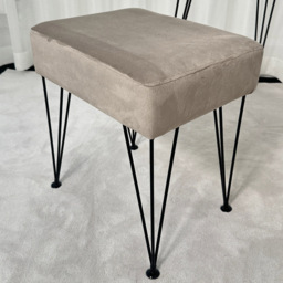 CARME Home Olivia Dove Grey Velvet Padded Stool with Black Hairpin Legs - Size: 26 x 38 x 48cm - Wilko - thumbnail 5