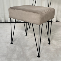 CARME Home Olivia Dove Grey Velvet Padded Stool with Black Hairpin Legs - Size: 26 x 38 x 48cm - Wilko - thumbnail 6