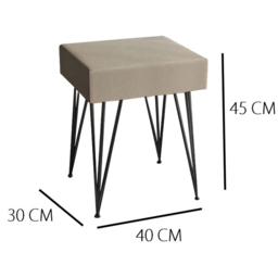 CARME Home Olivia Dove Grey Velvet Padded Stool with Black Hairpin Legs - Size: 26 x 38 x 48cm - Wilko - thumbnail 7