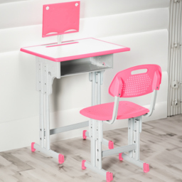 Portland Kids Pink and Grey Study Desk and Chair Set - Size: 60 x 45 x 102cm - Multi - Wilko