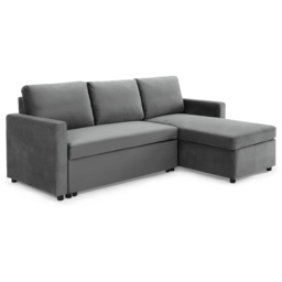 Home Detail Dorset Small Double Sleeper Grey Velvet Pull Out Sofa Bed with Storage - Size: 3 Seater - Wilko - thumbnail 5