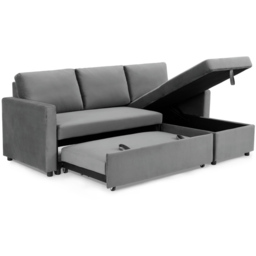 Home Detail Dorset Small Double Sleeper Grey Velvet Pull Out Sofa Bed with Storage - Size: 3 Seater - Wilko - thumbnail 6
