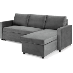 Home Detail Dorset Small Double Sleeper Grey Velvet Pull Out Sofa Bed with Storage - Size: 3 Seater - Wilko - thumbnail 3