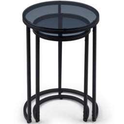 Julian Bowen Chicago Smoked Glass Round Nest of Tables Set of 2 - Size: 40 x 40 x 55cm - Black - Wilko - thumbnail 5