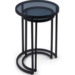 Julian Bowen Chicago Smoked Glass Round Nest of Tables Set of 2 - Size: 40 x 40 x 55cm - Black - Wilko - thumbnail 4