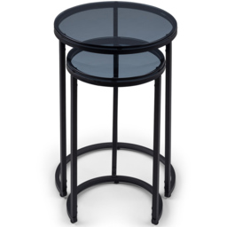 Julian Bowen Chicago Smoked Glass Round Nest of Tables Set of 2 - Size: 40 x 40 x 55cm - Black - Wilko - thumbnail 6
