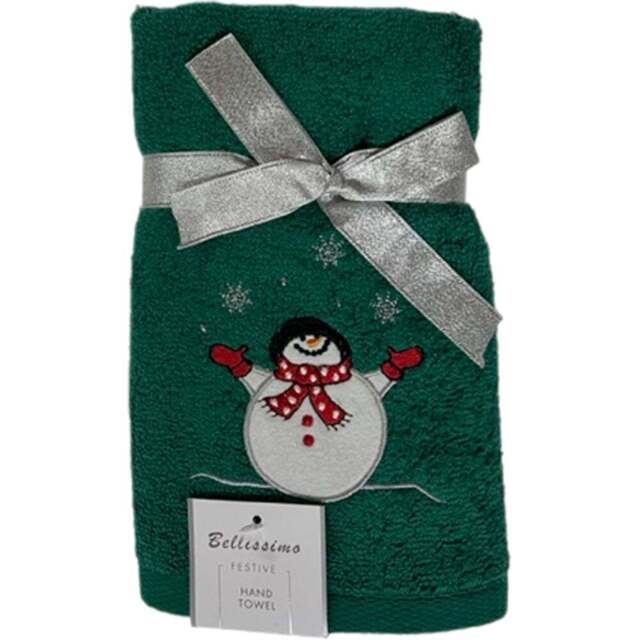 Bellissimo Home Cotton Snowman Embroidered Hand Towel 2 Pack - Size: 60 x 40 x 1cm - Wilko - image 1