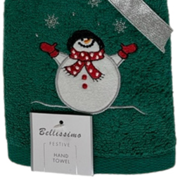 Bellissimo Home Cotton Snowman Embroidered Hand Towel 2 Pack - Size: 60 x 40 x 1cm - Wilko - thumbnail 3