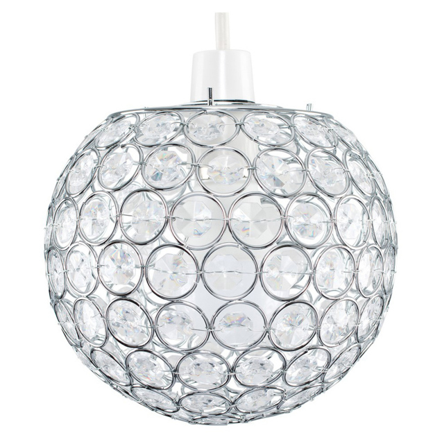 ValueLights Ducy Chrome and Clear Small Pendant Shade - Size: 15 x 18 x 18cm - Silver - Wilko - image 1