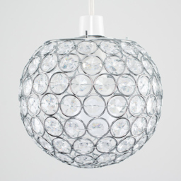 ValueLights Ducy Chrome and Clear Small Pendant Shade - Size: 15 x 18 x 18cm - Silver - Wilko - thumbnail 4