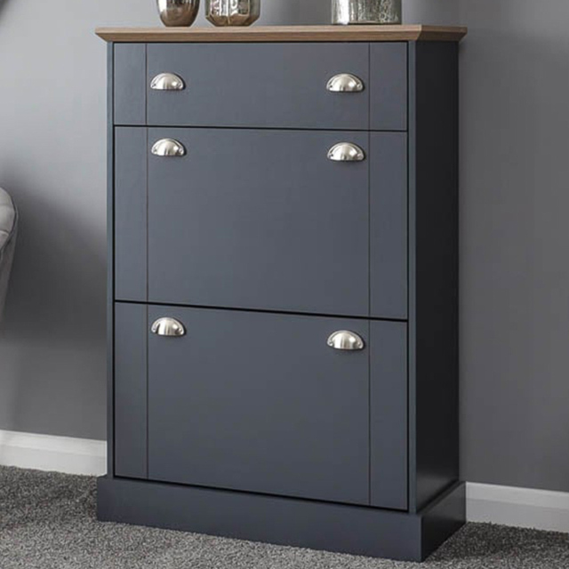 GFW Kendal Slate Blue Deluxe Shoe Cabinet - Size: 29 x 76 x 108cm - Wilko - image 1