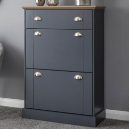 GFW Kendal Slate Blue Deluxe Shoe Cabinet - Size: 29 x 76 x 108cm - Wilko - thumbnail 1