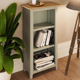 FWStyle Taberno 3 Shelf Sage Green and Oak Bookcase - Wilko