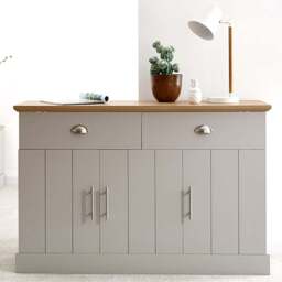 GFW Kendal 3 Door 2 Drawer Grey Large Sideboard - Size: 39 x 117 x 77cm - Wilko