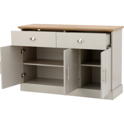 GFW Kendal 3 Door 2 Drawer Grey Large Sideboard - Size: 39 x 117 x 77cm - Wilko - thumbnail 6