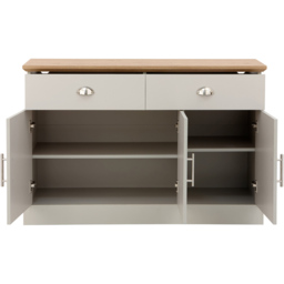 GFW Kendal 3 Door 2 Drawer Grey Large Sideboard - Size: 39 x 117 x 77cm - Wilko - thumbnail 4