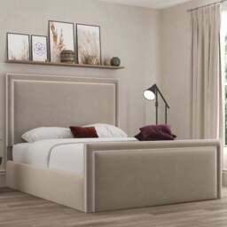 DS Living Verona Super King Size Bistra Beige Piping Ottoman Bed - Cream - Wilko