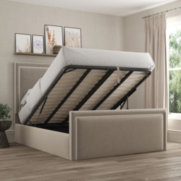 DS Living Verona Super King Size Bistra Beige Piping Ottoman Bed - Cream - Wilko - thumbnail 6