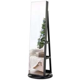 Costway Black Rotatable Mirrored Jewellery Armoire with LED Lights - Size: 166.5 x 44 x 21.5cm - Wilko - thumbnail 1
