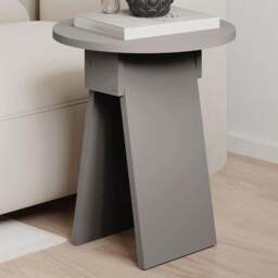 Decortie Chen Mocha Grey Modern Sculptural Base Round Side Table - Size: 50 x 42 x 42cm - Wilko
