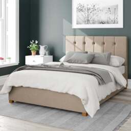 Aspire Hepburn Double Natural Eire Linen Ottoman Bed - Cream - Aspire Beds - Wilko