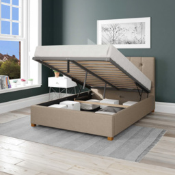 Aspire Hepburn Double Natural Eire Linen Ottoman Bed - Cream - Aspire Beds - Wilko - thumbnail 3