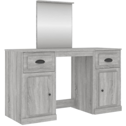 vidaXL 2 Door 2 Drawer Grey Sonoma Dressing Table with Mirror - Size: 132.5 x 130 x 50cm - Wilko - thumbnail 3