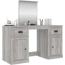 vidaXL 2 Door 2 Drawer Grey Sonoma Dressing Table with Mirror - Size: 132.5 x 130 x 50cm - Wilko - thumbnail 5