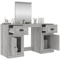 vidaXL 2 Door 2 Drawer Grey Sonoma Dressing Table with Mirror - Size: 132.5 x 130 x 50cm - Wilko - thumbnail 6