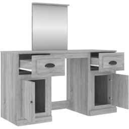 vidaXL 2 Door 2 Drawer Grey Sonoma Dressing Table with Mirror - Size: 132.5 x 130 x 50cm - Wilko - thumbnail 4