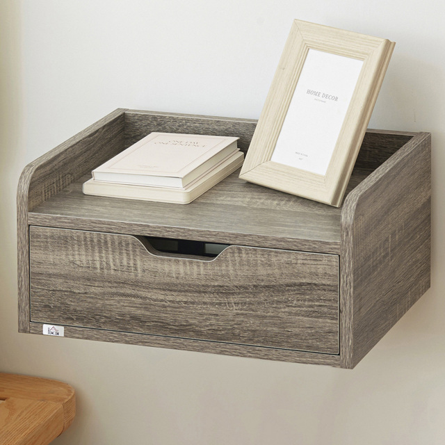 Portland Set of 2 Grey Floating Nightstand - Size: Single Drawer - Wilko - image 1